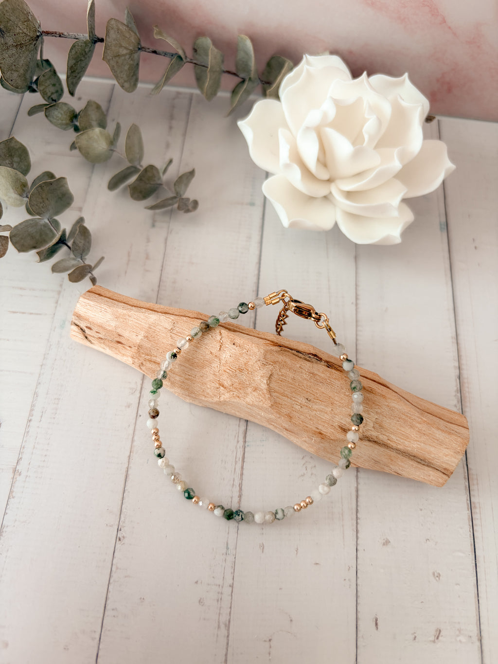 Wachstum & innere Balance | Moosachat Armband