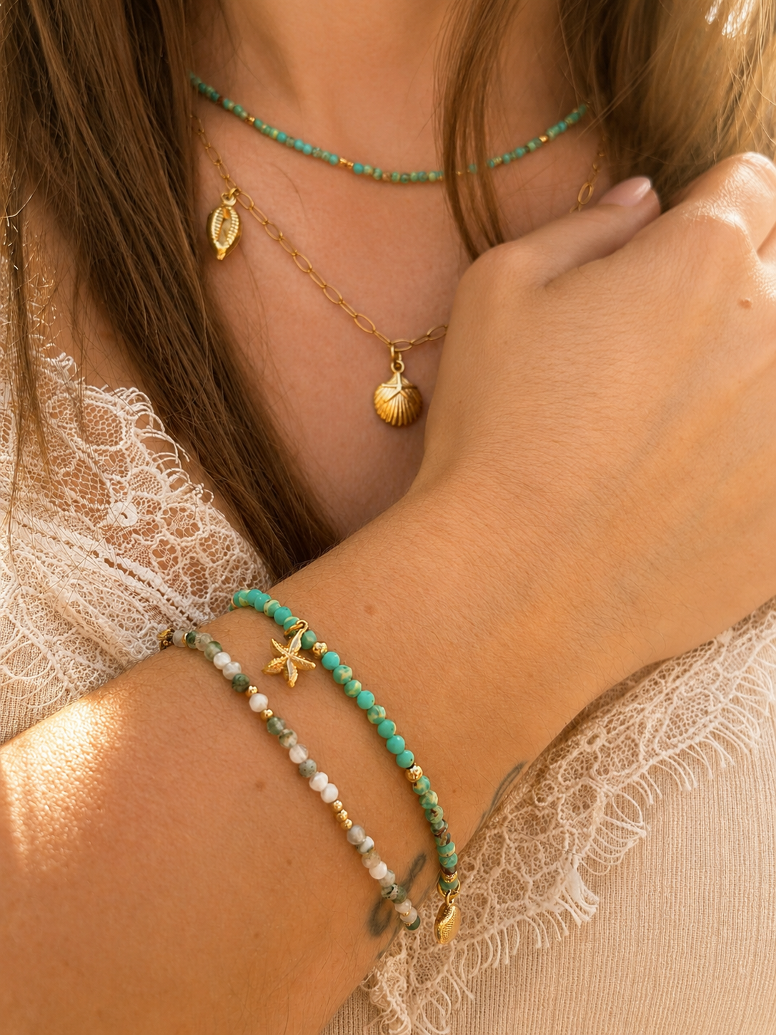 Summer Vibes Armband – Türkis & Seestern