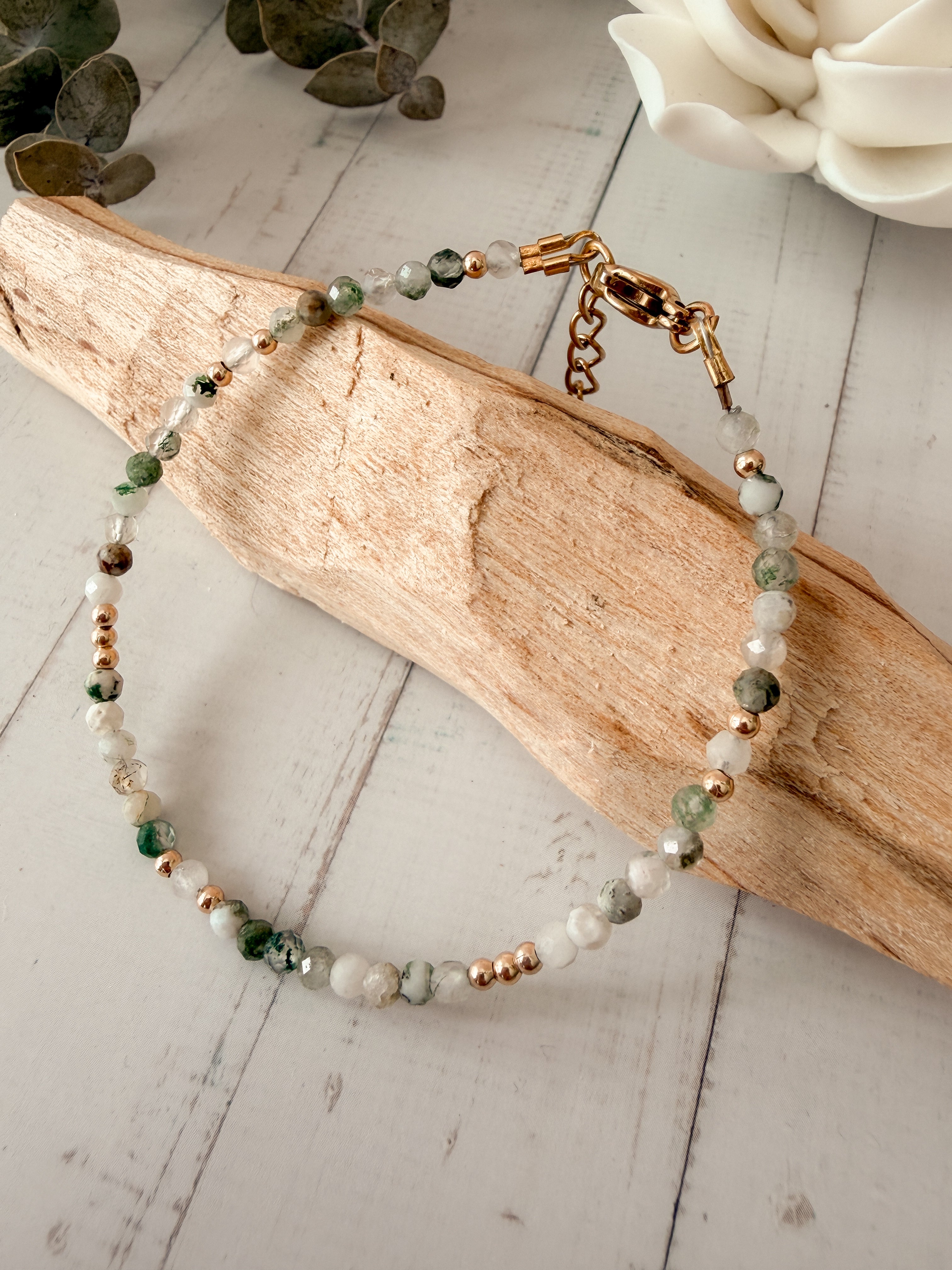 Wachstum & innere Balance | Moosachat Armband